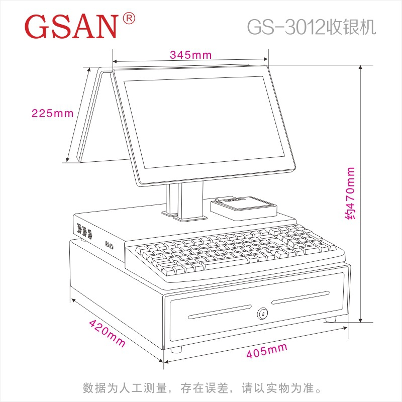 收款机尺寸